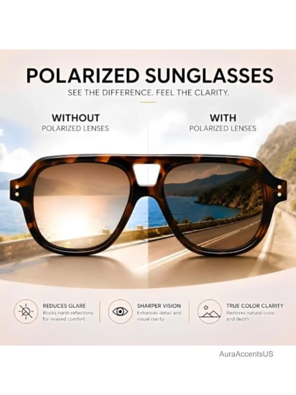 Oversized Retro Aviator Polarized Sunglasses UV400 Full Frame
